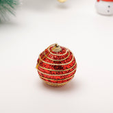 Golden Spiral Red Glittery Christmas Hanging Ornaments